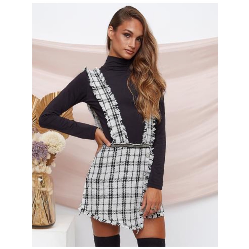 White & Black Tweed Romper